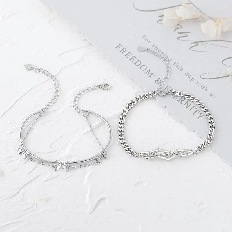 [ HỢP KIM BẠC] Vòng Tay Đôi "Romantic" bạc S925 Không Gỉ Tặng Người Yêu, Lắc Tay Đôi Tình Yêu IMOON061