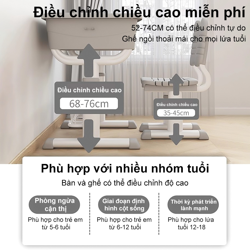 ALVIN Bàn Học Sinh Thông Minh，bộ bàn ghế Có Ngăn Kéo Bàn Viết bàn học chống gù điều chỉnh chiều cao | BigBuy360 - bigbuy360.vn