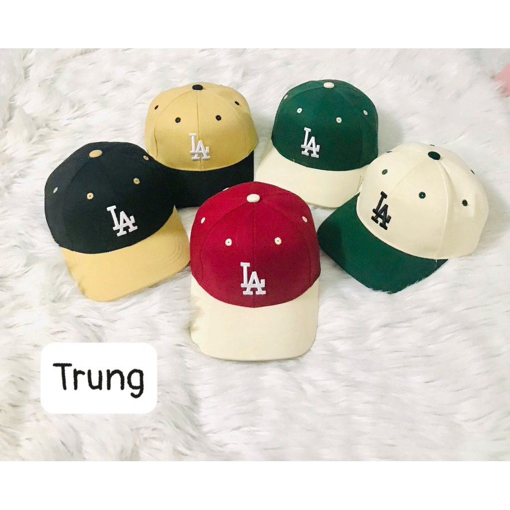 Mũ lưỡi trai cho bé 6-12 tuổi -Nón kết kaki phối màu thêu L (A) cho trẻ em siêu đẹp