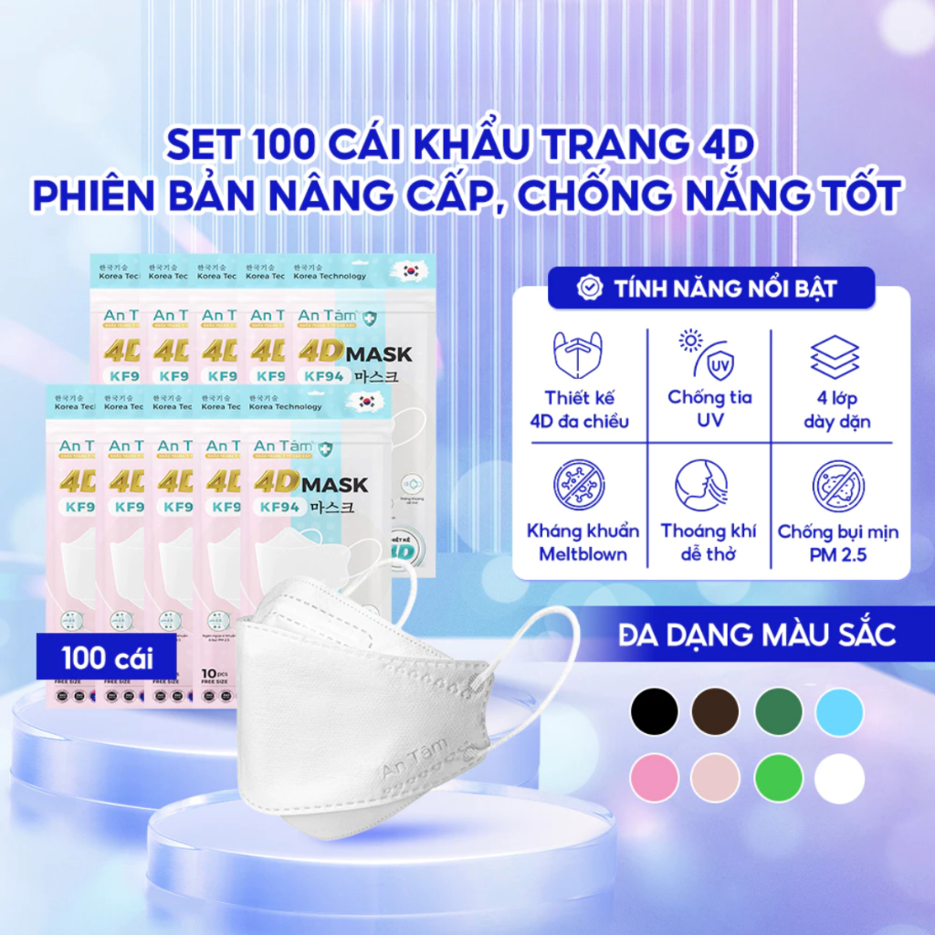 KF94 MASK Hàn Quốc - Set 100 cái - Khẩu trang y tế 4D chính hãng, chống ...