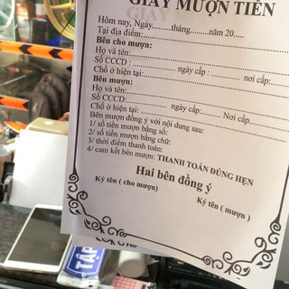 combo 20 tờ giấy mượn tiề.n