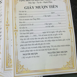 combo 20 tờ giấy mượn tiề.n