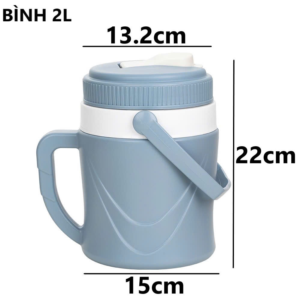 Bình Nước Giữ Nhiệt 2L - Bình Giữ Nhiệt Có Tay Cầm và Quai Xách Tiện Lợi