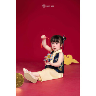 [HUMYNGO] - Set bộ yếm trung thu thiết kế vải lụa gấm cao cấp cho bé gái 3-8tuổi. Bộ đồ trung thu bé gái [S167]