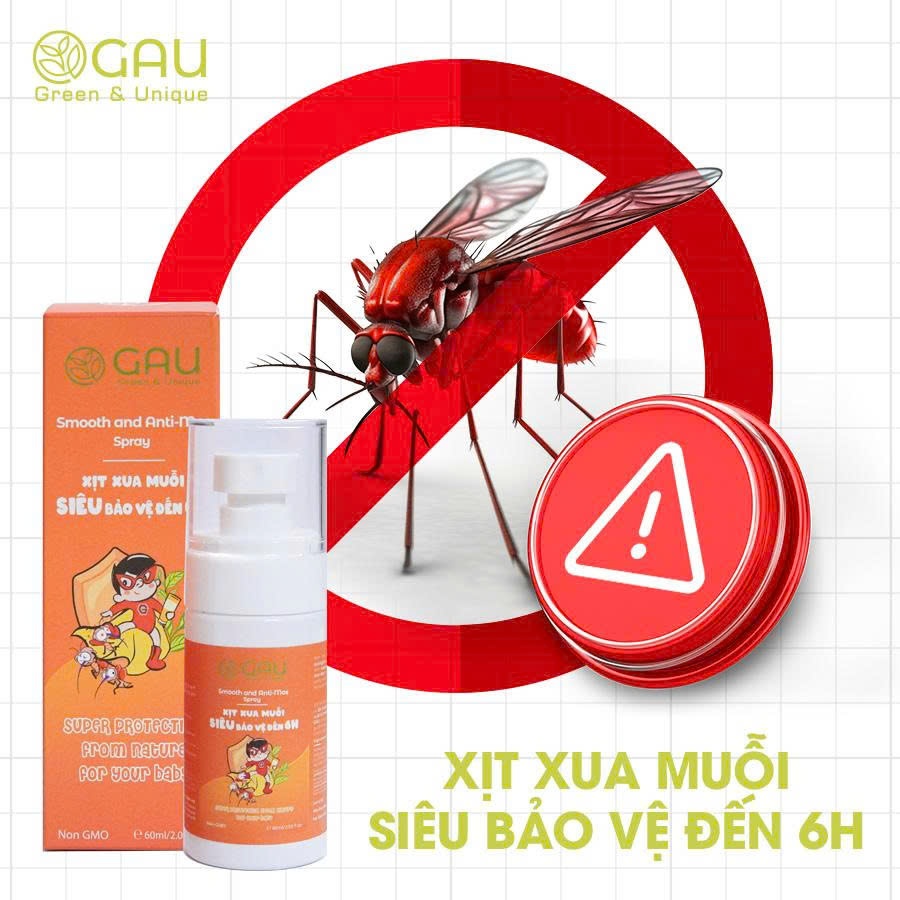 Xịt Xua Muỗi Thiên Nhiên GAU Cho Bé từ Sơ sinh Ngăn Muỗi 6 Giờ Smooth & Anti-Mos Chính hãng An lành