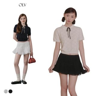 Chân váy OLV cạp trễ phối nơ ren nữ tính trẻ trung Diaz nhiều màu phù hợp đi chơi đi cà phê