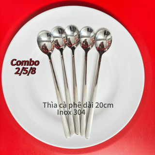 Inox 304 (đá tròn) combo 2/5/8 Chiếc Thìa Sinh Tố 20cm Muỗng Cà Phê Dài Siêu đẹp