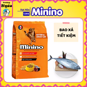 Thức Ăn Hạt Minino Vị Cá Ngừ Túi Lớn 7.5kg Dành Cho Mèo Mọi Lứa Tuổi (Bao Xá Tiết Kiệm)
