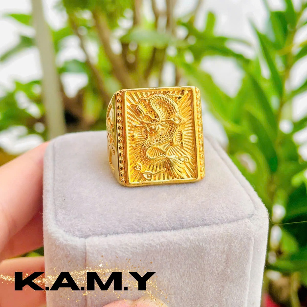 Nhẫn nam điêu khắc rồng vàng mạ vàng 24k sang trọng - Trang sức KAMY