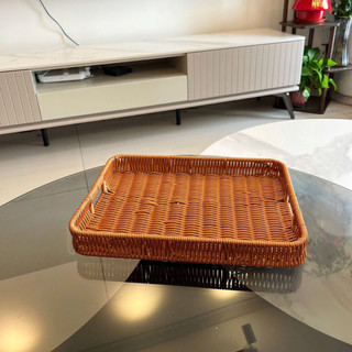 Rổ Mây, Giỏ Nhựa Kiểu Mây Tre Đan Vintage, Khay Đựng Hoa Quả Dã Ngoại Dòng Decor