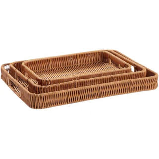 Rổ Mây, Giỏ Nhựa Kiểu Mây Tre Đan Vintage, Khay Đựng Hoa Quả Dã Ngoại Dòng Decor
