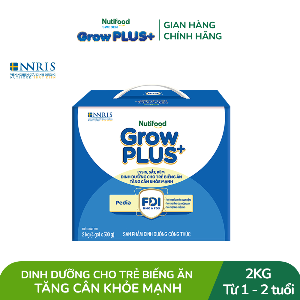 [Livestream KOL] Sữa Bột Nutifood GrowPLUS+ Biếng Ăn (Xanh) 1+ - Tăng Cân Khỏe Mạnh (Hộp 2 Kg)