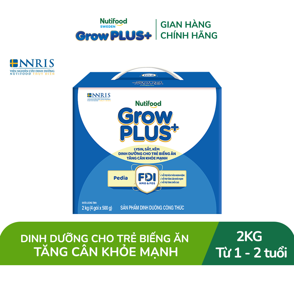 [Livestream KOL] Sữa Bột Nutifood GrowPLUS+ Biếng Ăn (Xanh) 1+ - Tăng Cân Khỏe Mạnh (Hộp 2 Kg)