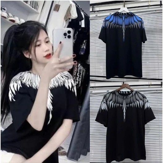 Áo thun tay lỡ nam nữ BURLON In cánh đại bàng 2 mặt Unisex nam nữ From rộng chất thun cotton co dã thấm hút mồ hôi
