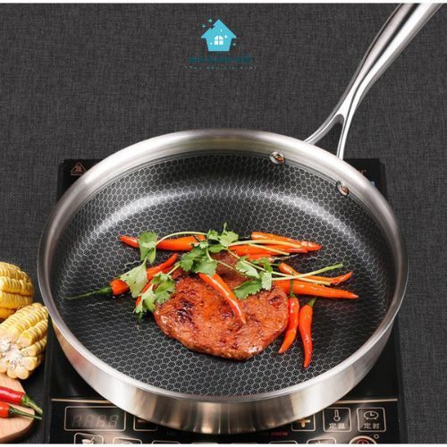 Chảo Chống Dính Inox 304 Sâu Lòng 28cm - Dùng Cho Mọi Loại Bếp Chất Liệu Cao Cấp