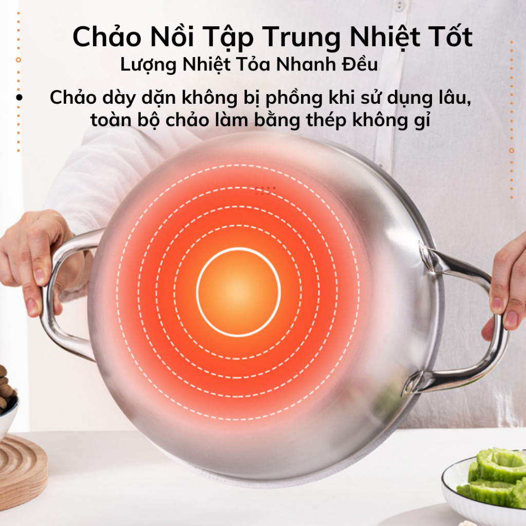 Chảo Tổ Ong 2 Quai Chống Dính Đa Năng 28Cm, Chiên Xào Đa Năng Thích Hợp Với Mọi Loại Bếp, Tay Cầm Cách Nhiệt
