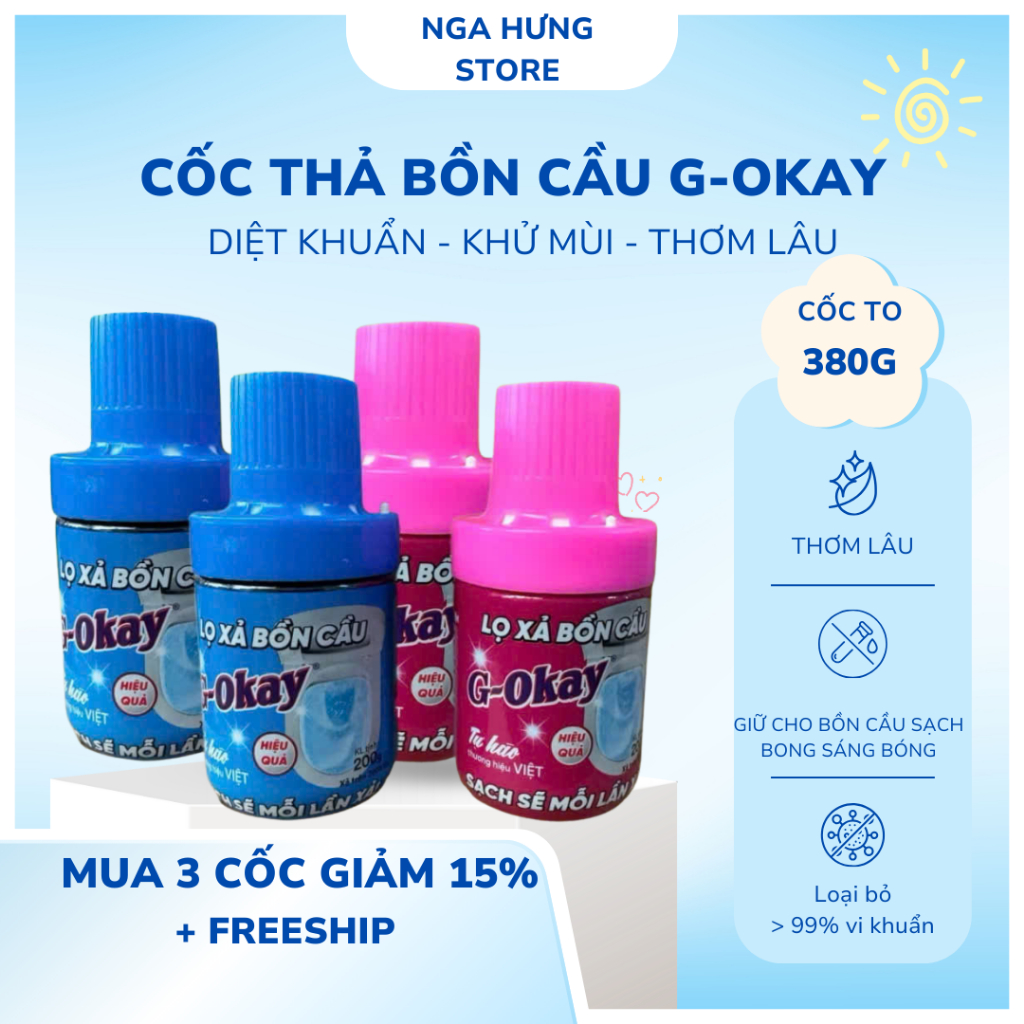 CỐC THẢ BỒN CẦU G-OKAY 380G , DIỆT KHUẨN KHỬ MÙI THƠM MÁT DẠNG SÁP HÀN QUỐC , TRÊN 2000 LẦN XẢ