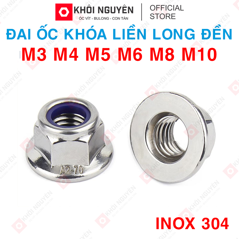 Đai Ốc Khóa Liền Long Đền inox 304 | Size M3 M4 M5 M6 M8 M10, Tán Keo ...