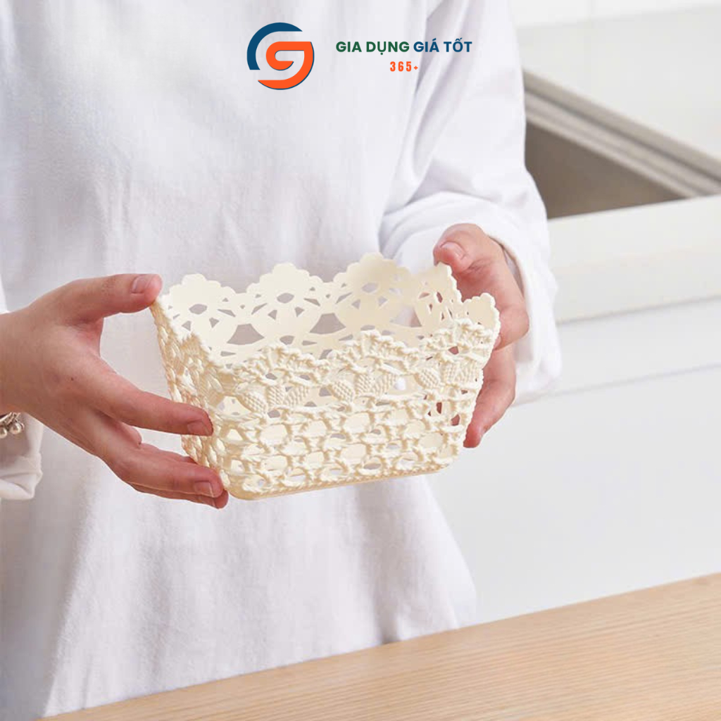 Giỏ nhựa hoa văn hình vuông đa năng Song Long - giỏ đựng thực phẩm, hoa quả, phụ kiện, đồ gia dụng