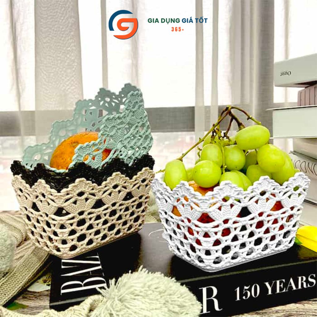 Giỏ nhựa hoa văn hình vuông đa năng Song Long - giỏ đựng thực phẩm, hoa quả, phụ kiện, đồ gia dụng
