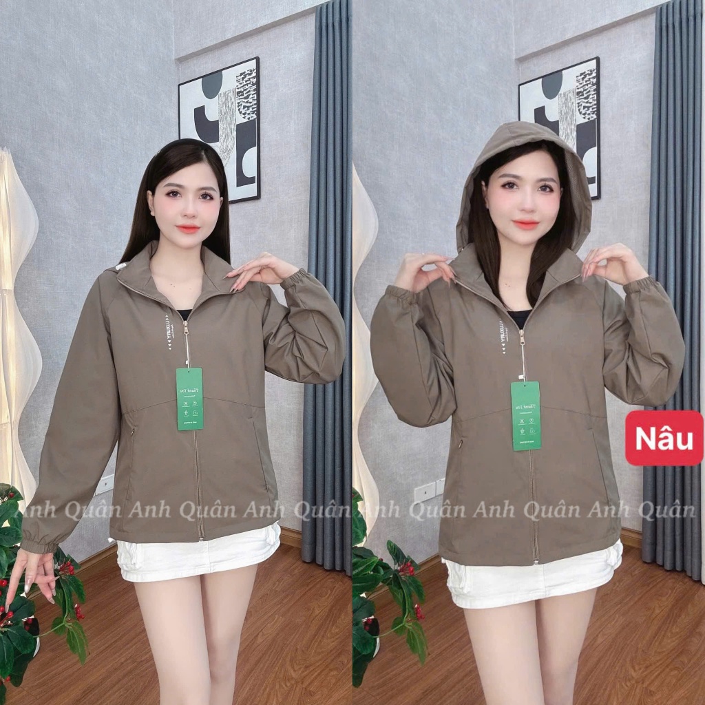 [38-75kg] Áo Khoác Gió Nữ 2 Lớp Lót Lưới Dày Dặn Cao Cấp,Vải Gió Tráng Bạc Cản Gió,Kháng Nước,Chống Tia UV Mẫu Mới 2026