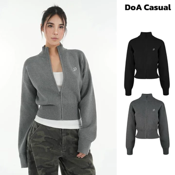 Áo Cardigan Nữ Áo Khoác Dệt Kim Dài Tay Kéo Khóa Áo Len AL01 Nữ Thêu Logo Áo Khoác Thu Đông Basic DoA Stu