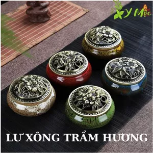 Lư xông lư đốt nụ trầm. Chất liệu gốm sứ cao cấp. Lư xông nụ trầm hương Y Mộc Huế đa dạng màu sắc