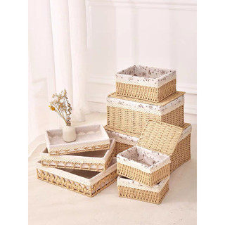 Giỏ mây đựng đồ, đựng mỹ phẩm, decor chụp ảnh sản phẩm, giỏ có vải lót
