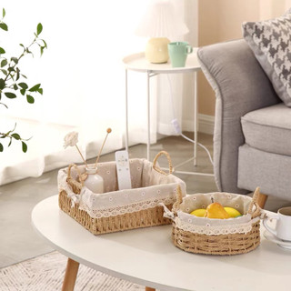 Giỏ mây đựng mỹ phẩm, bánh kẹo để bàn, giỏ cói đựng đồ chụp ảnh sản phẩm