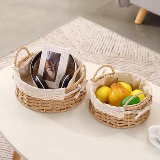 Giỏ mây đựng mỹ phẩm, bánh kẹo để bàn, giỏ cói đựng đồ chụp ảnh sản phẩm