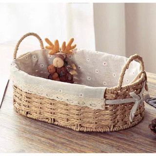 Giỏ mây đựng mỹ phẩm, bánh kẹo để bàn, giỏ cói đựng đồ chụp ảnh sản phẩm