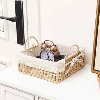 Giỏ mây đựng mỹ phẩm, bánh kẹo để bàn, giỏ cói đựng đồ chụp ảnh sản phẩm