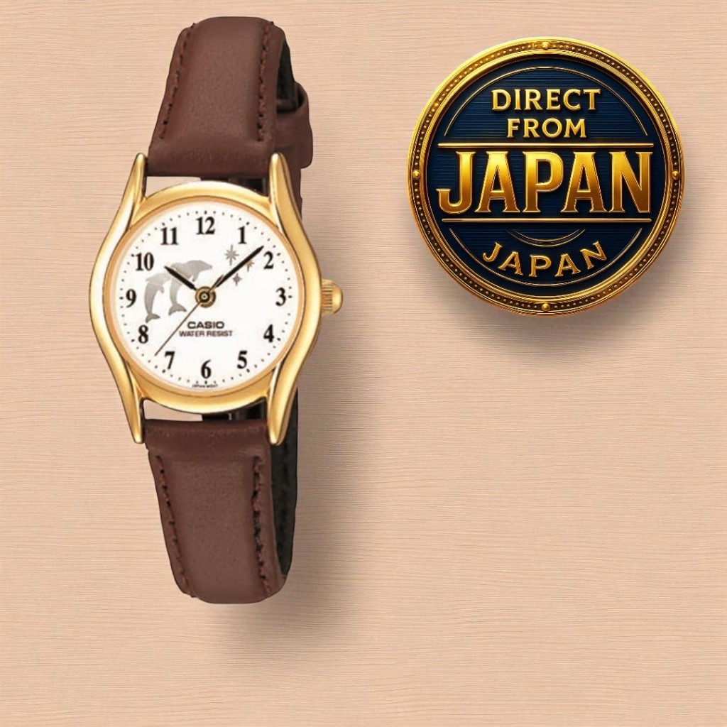 Women's Watch (Casio Collection) LTP-1094Q-7B9RJH Ladies Brown Dolphin Engraving