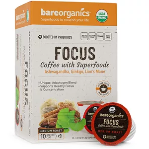 Cà phê BareOrganics FOCUS 10 cốc dùng một lần,cà phê hữu cơ