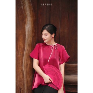 Set áo MỘC MIÊN chất vải tơ sống organza kèm quần xếp ly đen HOẶC quần lụa trơn truyền thống by SERENE