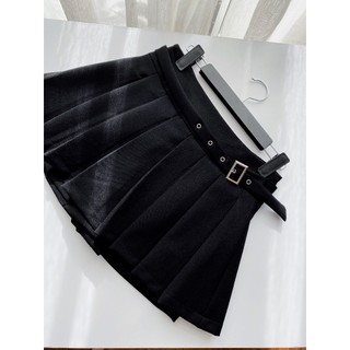 𝐌𝐢𝐝𝐧𝐢𝐠𝐡𝐭 𝐒𝐤𝐢𝐫𝐭 - Chân váy ngắn xếp ly màu đen kèm belt nhien.official NCV00008
