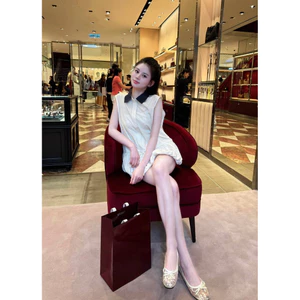 Váy kẻ cổ sơmi rút dây dáng baby doll ba lỗ có quần bảo hộ váy đi chơi đi dạo phong cách tiểu thư sang chảnh V79