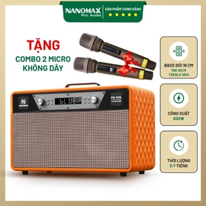Loa Karaoke Xách Tay Nanomax PS-16A Bass Đôi 16cm Công Suất 650W Bluetooth 6.2 Chính Hãng