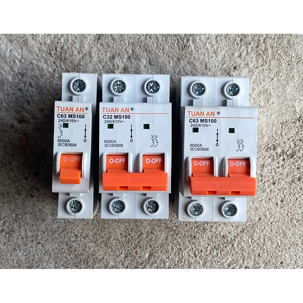MCB Cầu dao tự động TUAN AN C32 C63 MS100 1P 2P loại tốt chính hãng