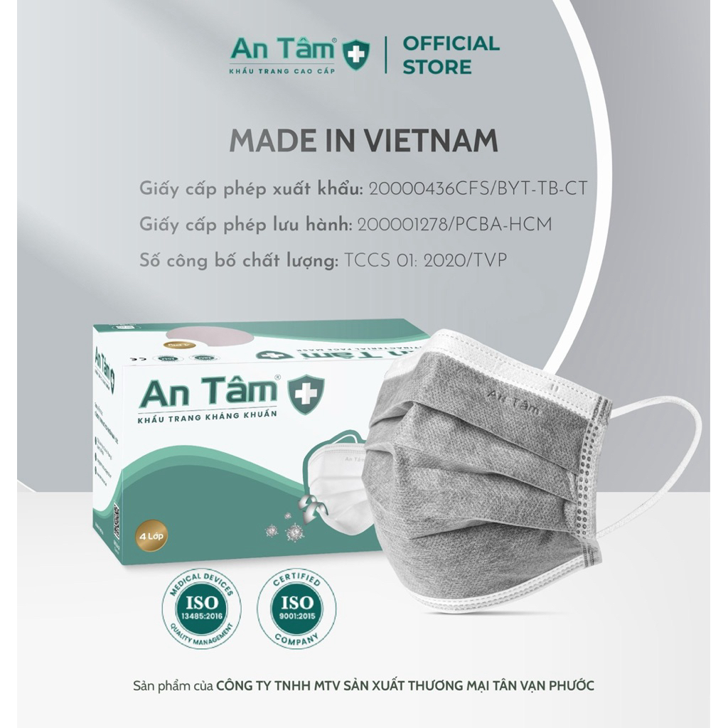 LIVE - Set 300 Cái Khẩu trang y tế CHÍNH HÃNG An Tâm 4 lớp kháng khuẩn cao cấp, che phủ toàn diện