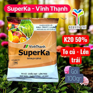 Phân bón lá Vĩnh Thạnh SuperKa 100g (Kali - Trung Lượng) giúp trái to, chắc, kháng bệnh tốt