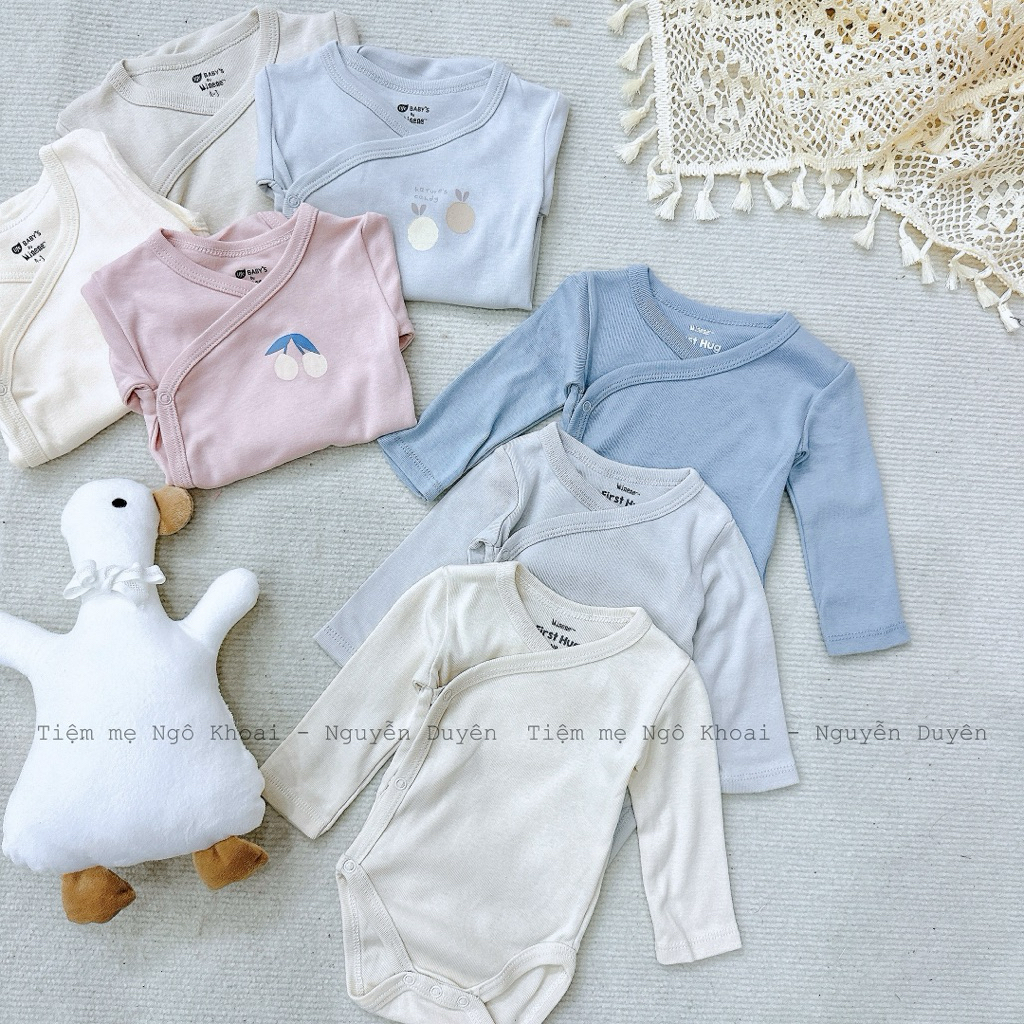 [MD30] MINENE Body sơ sinh cài chéo dài tay cho bé chất liệu cotton organic