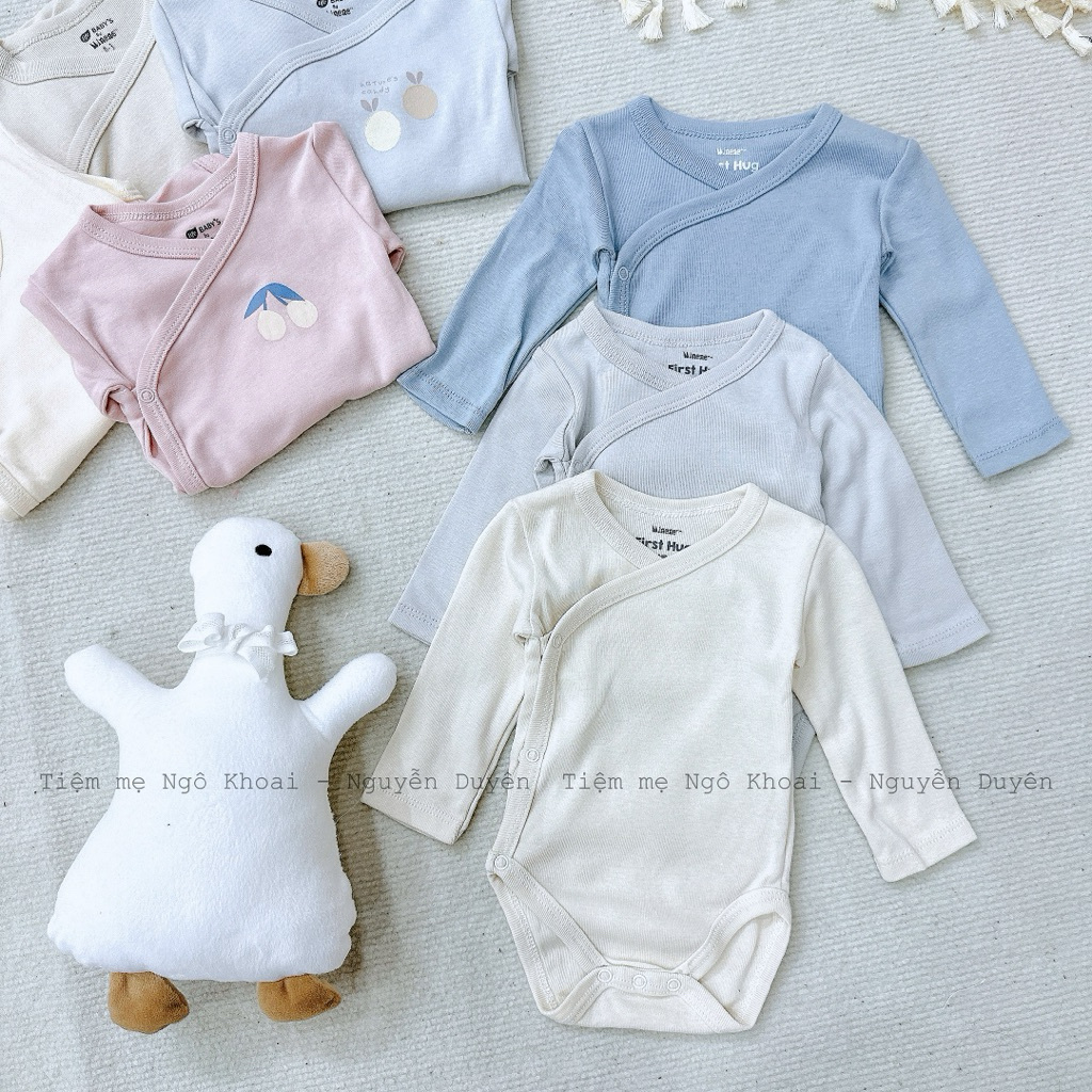[MD30] MINENE Body sơ sinh cài chéo dài tay cho bé chất liệu cotton organic