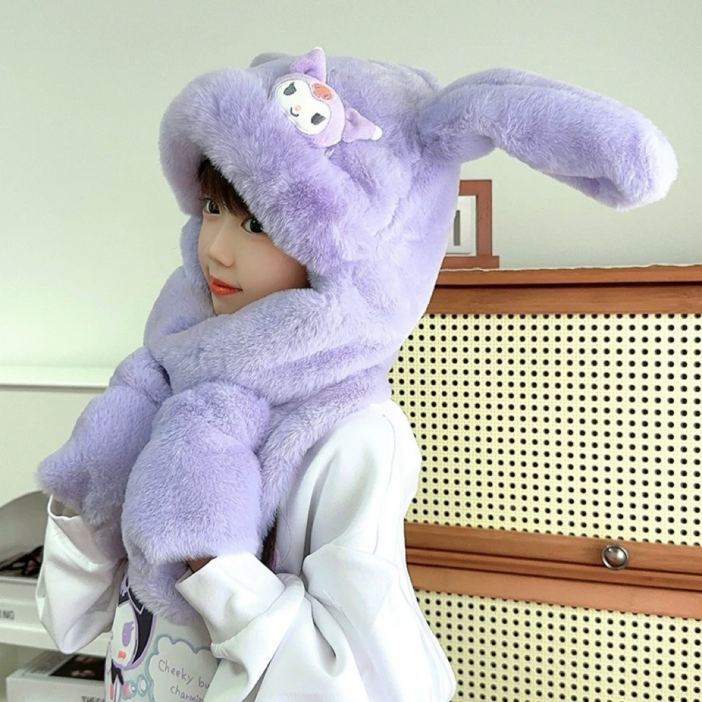 Mũ đút tay 3in1 khăn quàng cổ cho bé linh vật dễ thương , phù hợp 2-7 tuổi