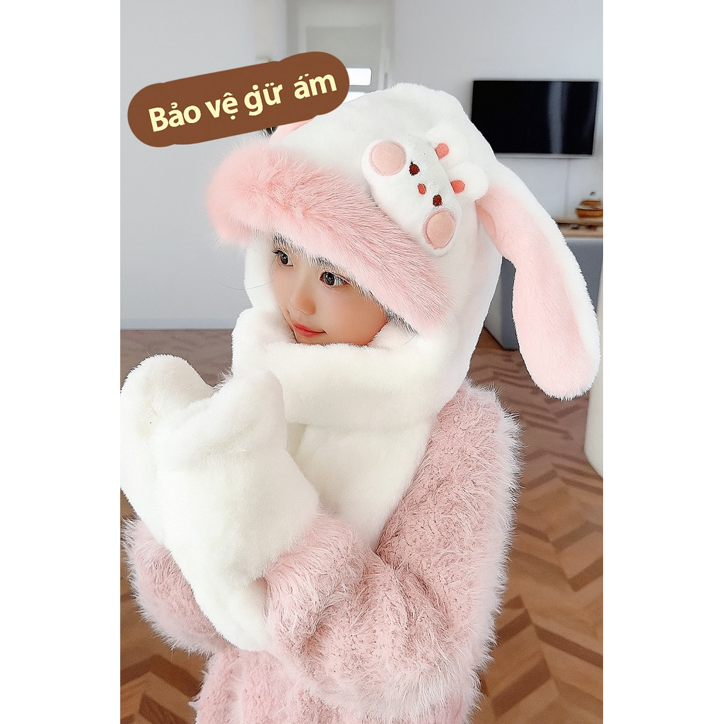 Mũ đút tay 3in1 khăn quàng cổ cho bé linh vật dễ thương , phù hợp 2-7 tuổi