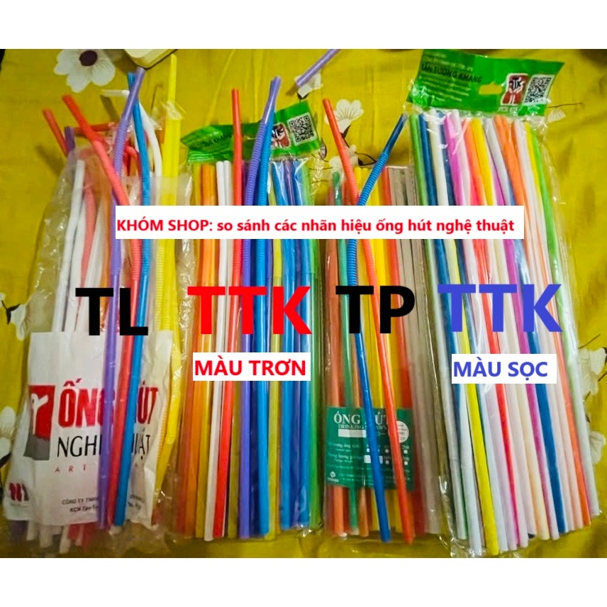 5 gói 250 Ống hút nhựa dài 27-33cm, ống hút lò xo xoắn nghệ thuật tạo kiểu phi 6,ko bầm trắng sau bẻ