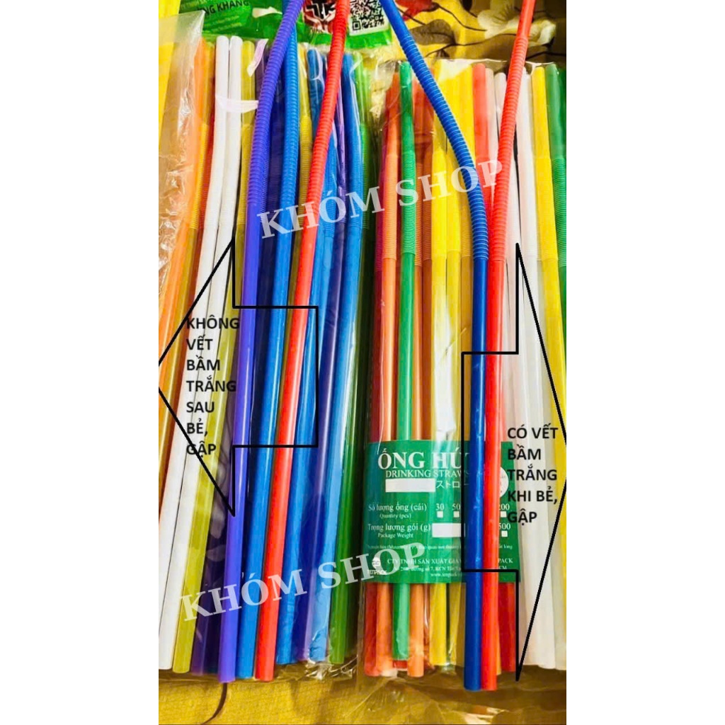 5 gói 250 Ống hút nhựa dài 27-33cm, ống hút lò xo xoắn nghệ thuật tạo kiểu phi 6,ko bầm trắng sau bẻ