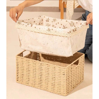 Giỏ mây đựng đồ, đựng mỹ phẩm, decor chụp ảnh sản phẩm, giỏ có vải lót