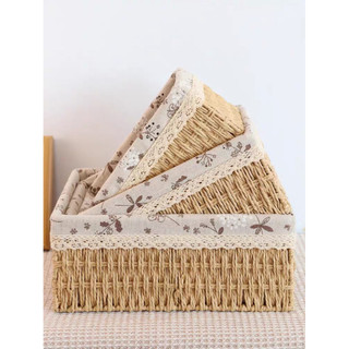 Giỏ mây đựng đồ, đựng mỹ phẩm, decor chụp ảnh sản phẩm, giỏ có vải lót