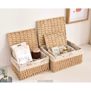 Giỏ mây đựng đồ, đựng mỹ phẩm, decor chụp ảnh sản phẩm, giỏ có vải lót